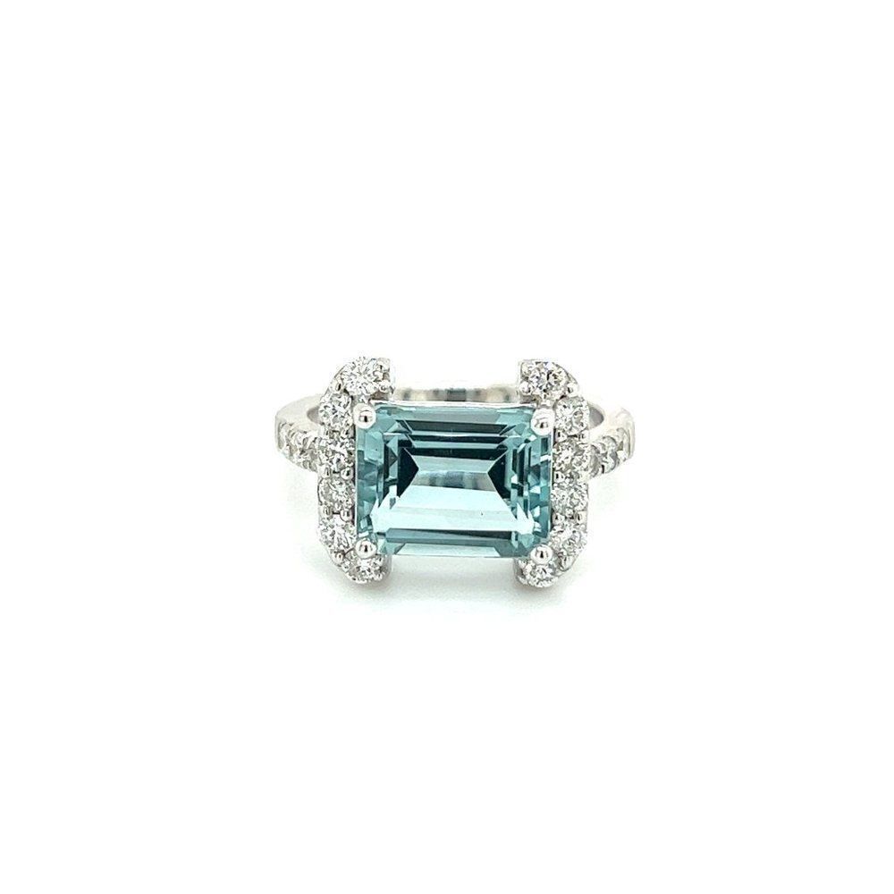 Natural Aquamarine Diamond Ring 6.5 14k Gold 6.09 TCW Certified $4,690 217095 - Picture 5 of 13
